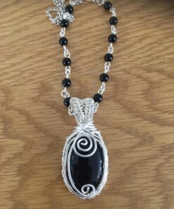 Wire Wrapped Black Onyx Necklace